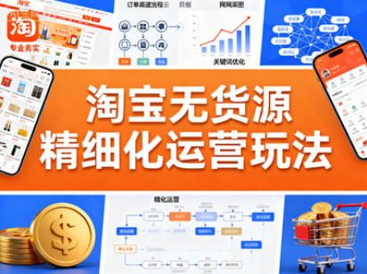 淘宝无货源精细化运营玩法，从选品到起店的全流程实操-稀缺资源网